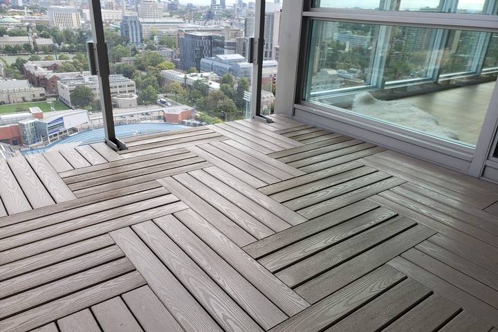 Flooring can be an excellent idea for a condo balcony makeover.